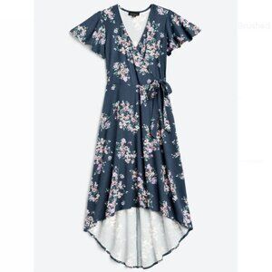 FORTUNE + IVY Irene Faux Wrap Brushed Knit Hi Lo Maxi Dress